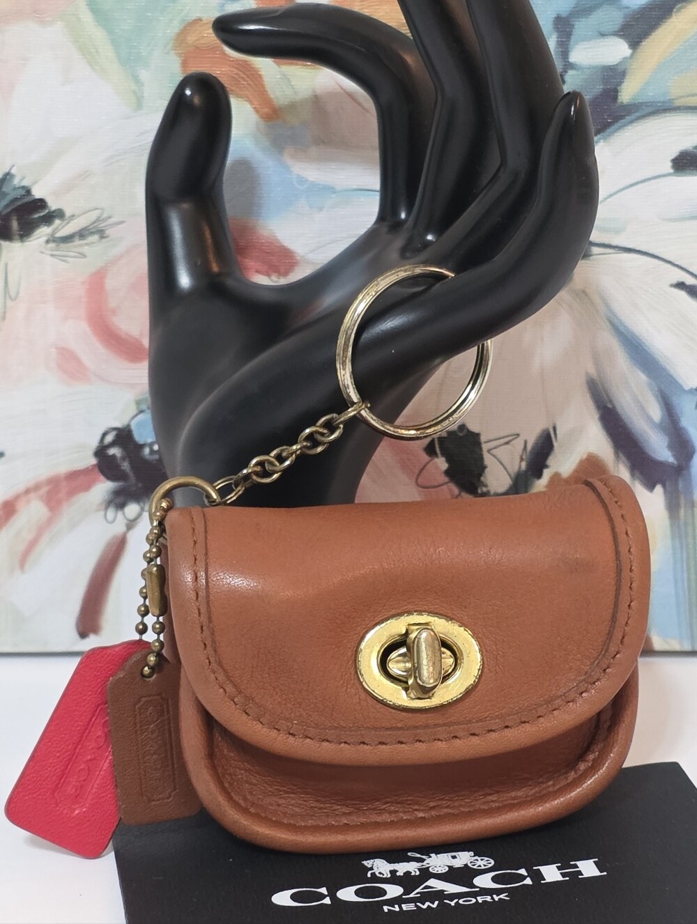 Coach 7105 Vintage City Bag Keychain Fob charm Rare find! British Tan Coin Pouch